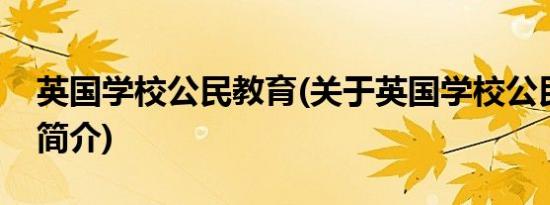 英国学校公民教育(关于英国学校公民教育的简介)