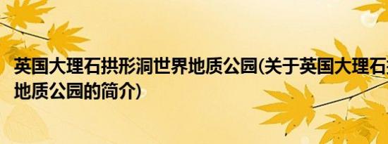 英国大理石拱形洞世界地质公园(关于英国大理石拱形洞世界地质公园的简介)