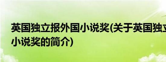 英国独立报外国小说奖(关于英国独立报外国小说奖的简介)