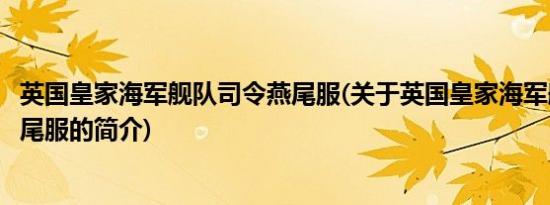 英国皇家海军舰队司令燕尾服(关于英国皇家海军舰队司令燕尾服的简介)