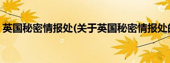 英国秘密情报处(关于英国秘密情报处的简介)