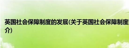 英国社会保障制度的发展(关于英国社会保障制度的发展的简介)