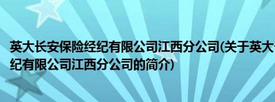 英大长安保险经纪有限公司江西分公司(关于英大长安保险经纪有限公司江西分公司的简介)