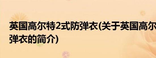 英国高尔特2式防弹衣(关于英国高尔特2式防弹衣的简介)