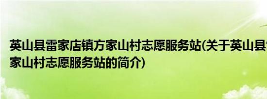 英山县雷家店镇方家山村志愿服务站(关于英山县雷家店镇方家山村志愿服务站的简介)