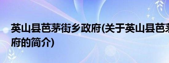 英山县芭茅街乡政府(关于英山县芭茅街乡政府的简介)