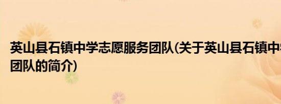 英山县石镇中学志愿服务团队(关于英山县石镇中学志愿服务团队的简介)