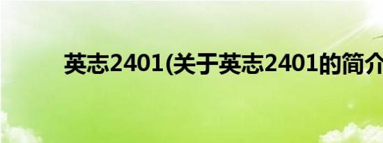 英志2401(关于英志2401的简介)