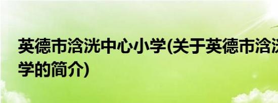 英德市浛洸中心小学(关于英德市浛洸中心小学的简介)