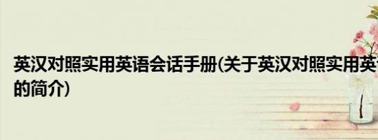 英汉对照实用英语会话手册(关于英汉对照实用英语会话手册的简介)