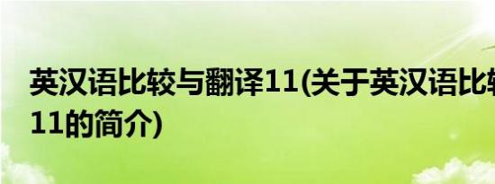 英汉语比较与翻译11(关于英汉语比较与翻译11的简介)