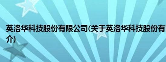 英洛华科技股份有限公司(关于英洛华科技股份有限公司的简介)