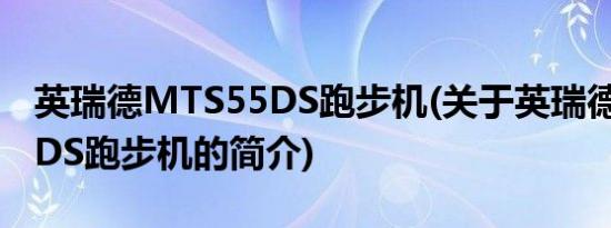 英瑞德MTS55DS跑步机(关于英瑞德MTS55DS跑步机的简介)