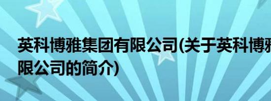 英科博雅集团有限公司(关于英科博雅集团有限公司的简介)