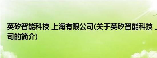 英矽智能科技 上海有限公司(关于英矽智能科技 上海有限公司的简介)