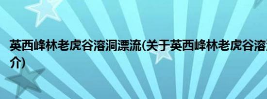 英西峰林老虎谷溶洞漂流(关于英西峰林老虎谷溶洞漂流的简介)