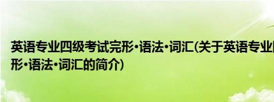 英语专业四级考试完形·语法·词汇(关于英语专业四级考试完形·语法·词汇的简介)