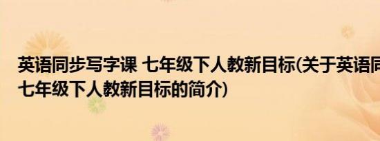 英语同步写字课 七年级下人教新目标(关于英语同步写字课 七年级下人教新目标的简介)