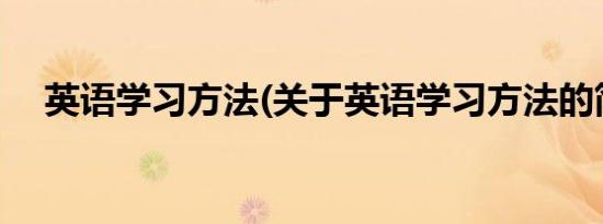 英语学习方法(关于英语学习方法的简介)