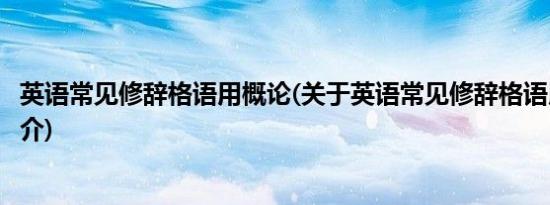 英语常见修辞格语用概论(关于英语常见修辞格语用概论的简介)