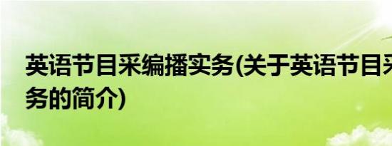 英语节目采编播实务(关于英语节目采编播实务的简介)