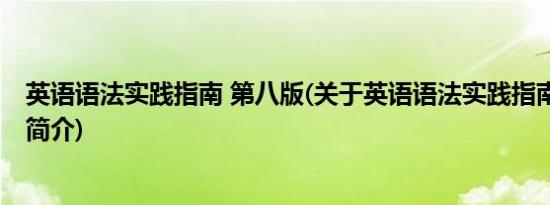 英语语法实践指南 第八版(关于英语语法实践指南 第八版的简介)