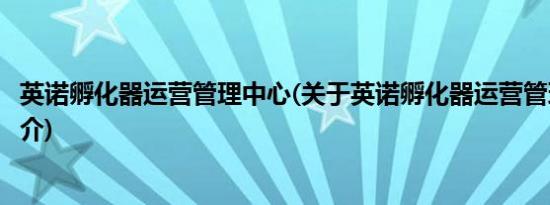 英诺孵化器运营管理中心(关于英诺孵化器运营管理中心的简介)