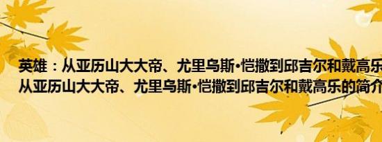 英雄：从亚历山大大帝、尤里乌斯·恺撒到邱吉尔和戴高乐(关于英雄：从亚历山大大帝、尤里乌斯·恺撒到邱吉尔和戴高乐的简介)