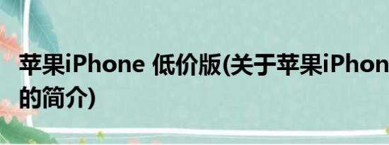 苹果iPhone 低价版(关于苹果iPhone 低价版的简介)