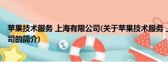 苹果技术服务 上海有限公司(关于苹果技术服务 上海有限公司的简介)