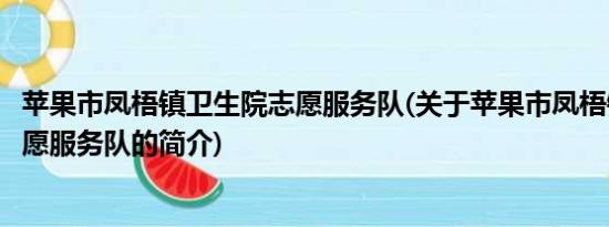 苹果市凤梧镇卫生院志愿服务队(关于苹果市凤梧镇卫生院志愿服务队的简介)