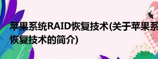 苹果系统RAID恢复技术(关于苹果系统RAID恢复技术的简介)