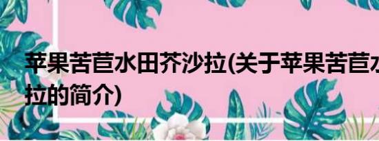 苹果苦苣水田芥沙拉(关于苹果苦苣水田芥沙拉的简介)