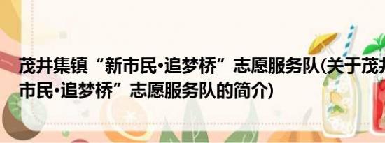 茂井集镇“新市民·追梦桥”志愿服务队(关于茂井集镇“新市民·追梦桥”志愿服务队的简介)