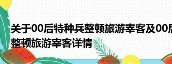 关于00后特种兵整顿旅游宰客及00后特种兵整顿旅游宰客详情