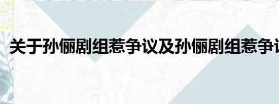 关于孙俪剧组惹争议及孙俪剧组惹争议详情