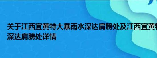 关于江西宜黄特大暴雨水深达肩膀处及江西宜黄特大暴雨水深达肩膀处详情