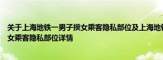 关于上海地铁一男子摸女乘客隐私部位及上海地铁一男子摸女乘客隐私部位详情