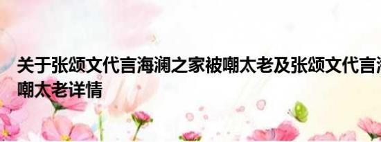 关于张颂文代言海澜之家被嘲太老及张颂文代言海澜之家被嘲太老详情