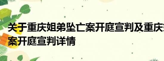 关于重庆姐弟坠亡案开庭宣判及重庆姐弟坠亡案开庭宣判详情