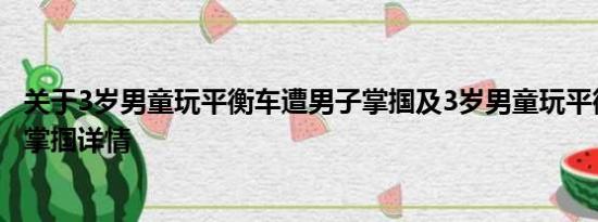 关于3岁男童玩平衡车遭男子掌掴及3岁男童玩平衡车遭男子掌掴详情