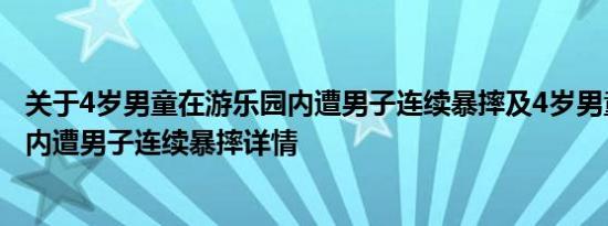 关于4岁男童在游乐园内遭男子连续暴摔及4岁男童在游乐园内遭男子连续暴摔详情