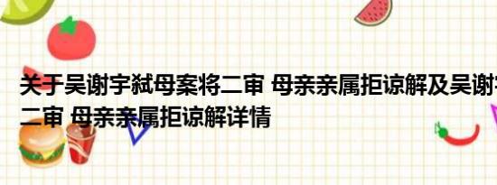 关于吴谢宇弑母案将二审 母亲亲属拒谅解及吴谢宇弑母案将二审 母亲亲属拒谅解详情