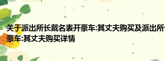 关于派出所长戴名表开豪车:其丈夫购买及派出所长戴名表开豪车:其丈夫购买详情