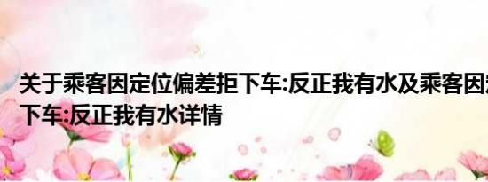 关于乘客因定位偏差拒下车:反正我有水及乘客因定位偏差拒下车:反正我有水详情