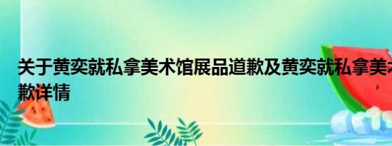 关于黄奕就私拿美术馆展品道歉及黄奕就私拿美术馆展品道歉详情