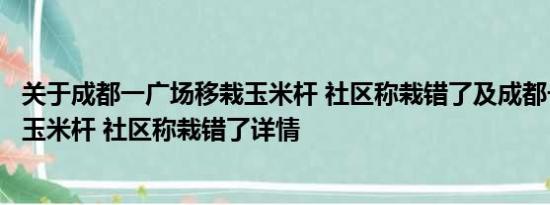 关于成都一广场移栽玉米杆 社区称栽错了及成都一广场移栽玉米杆 社区称栽错了详情