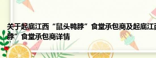 关于起底江西“鼠头鸭脖”食堂承包商及起底江西“鼠头鸭脖”食堂承包商详情