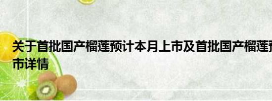 关于首批国产榴莲预计本月上市及首批国产榴莲预计本月上市详情