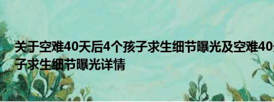 关于空难40天后4个孩子求生细节曝光及空难40天后4个孩子求生细节曝光详情